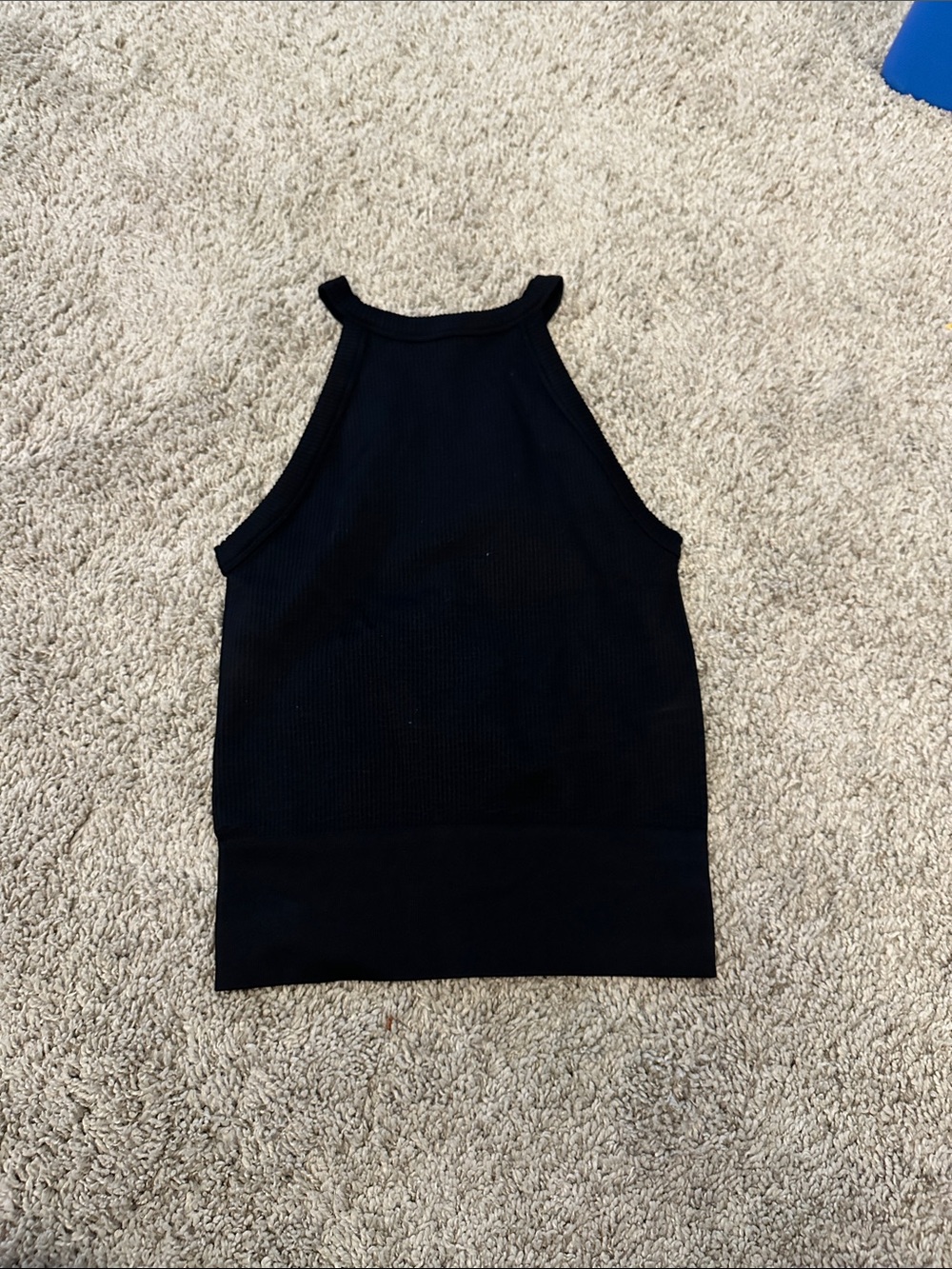 Free People Black Ribbed Halter Tank